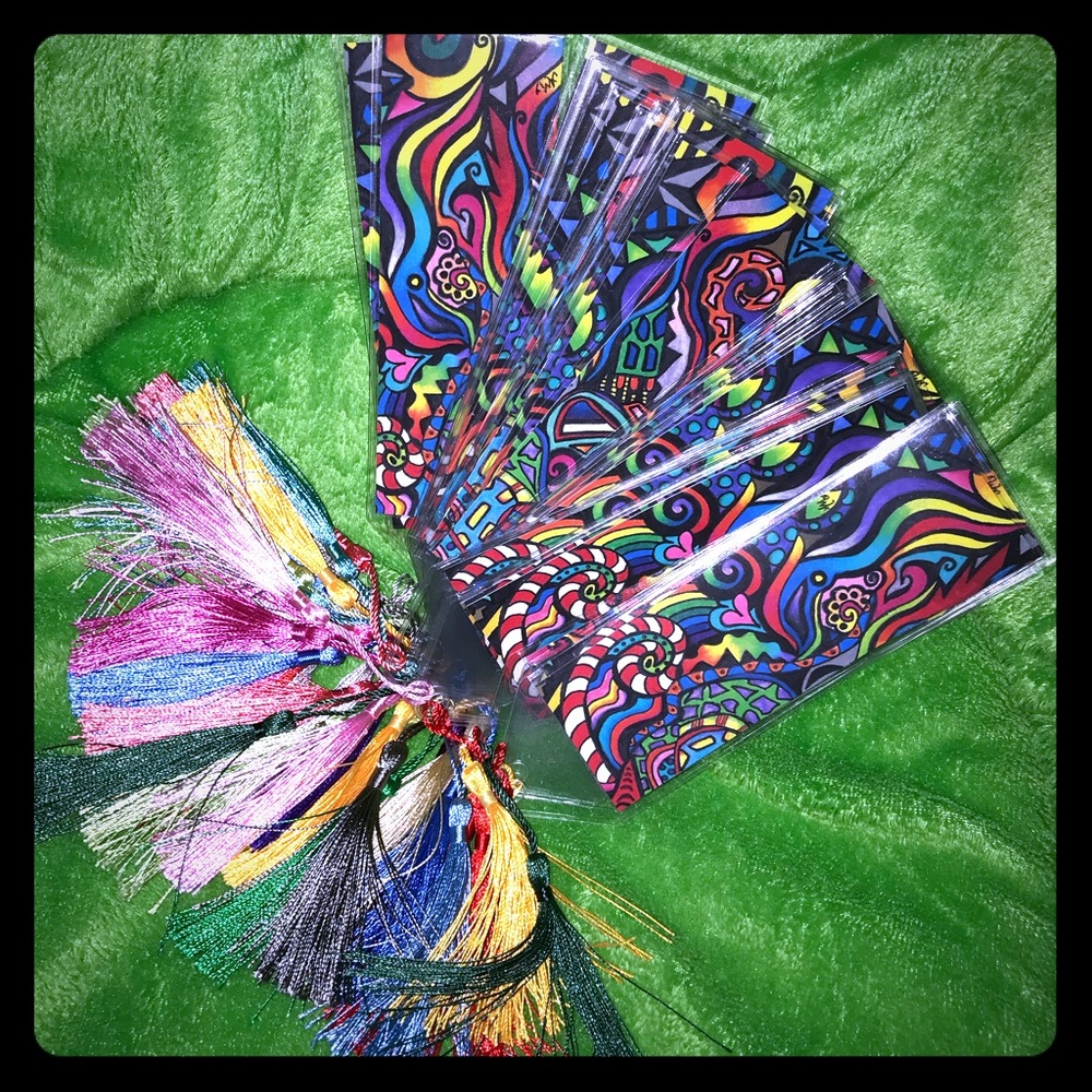 Hadmade Bookmark with sleeve & tassel (my art)💜